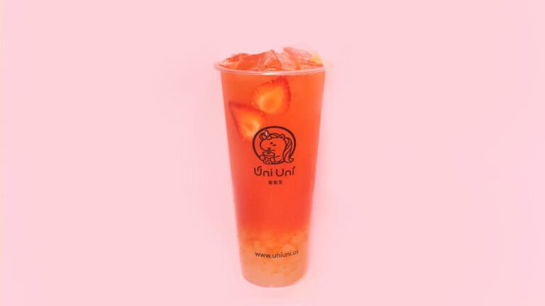 Strawberry Orange Jasmine Green Tea with Crystal Boba