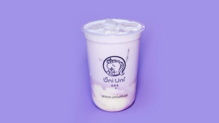 Coconut Taro Latte with Milk Mochi