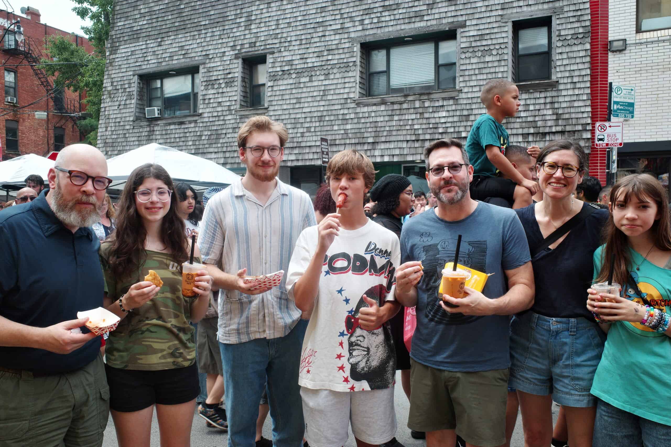 Group enjoying boba at outdoor event